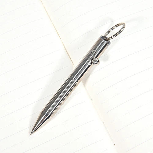 Portable EDC Mini Titanium Alloy Ballpoint Emergency Write Keychain Signing Pen 07FC0E-D4 - KOEEK