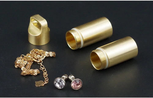 Hot Brass Pill Case Holder EDC Pill Organizer Container 2 Compartment Waterproof 07FC0E-D4 - KOEEK