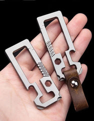 TC4 Titanium Alloy + Leather Multi Tools Keychain Carabiner Car KeyPendantEDC 07FC0E-D4 - KOEEK