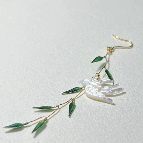 Chinese style swallow drop earrings  chinese style dangle ear jewelry pair 07FC0E-D4 - KOEEK