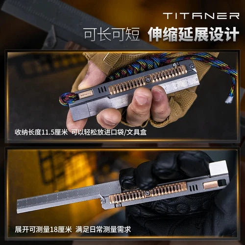 Titanium Alloy Ultralight Metric Ruler Measurement Ruler Math Portable EDC Tools 07FC0E-D4 - KOEEK