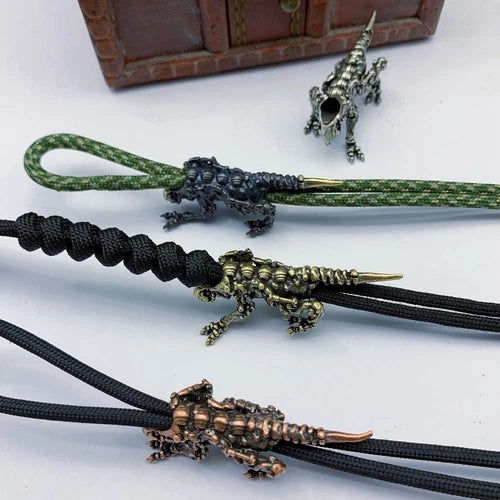 Three-headed Wolf Brass Bead Knife Lanyard Pendant EDC DIY Accessories 07FC0E-D4 - KOEEK