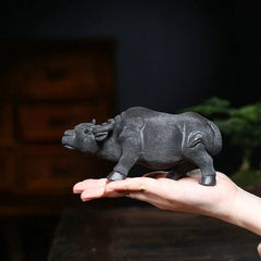 3" Chinese Yixing Zisha Tea Pet Handmade Boutique Ox Statue Home Decoration 07FC0E-D4 - KOEEK