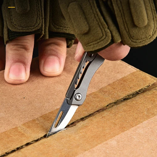 Titanium Mini Knife Keychain Folding Knife Bottle Opener Tool Outdoor Pocket EDC 07FC0E-D4 - KOEEK