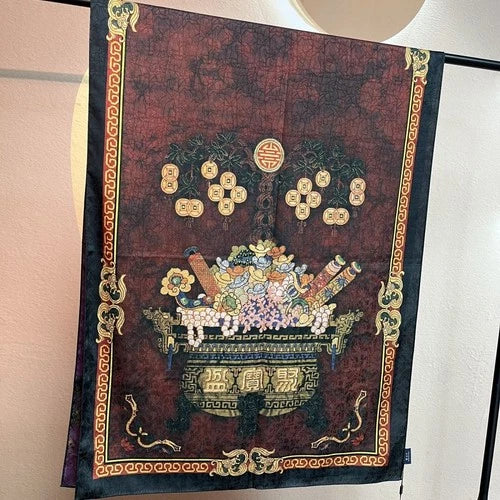 Silk Scarf 70x180cm Double Sided Print Chinese Style Shawl Wrap Long Scarf Women 07FC0E-D4 - KOEEK