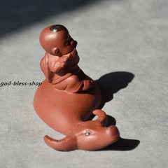 Small Tea Pet Yixing Zisha Purple Clay Tea Play Home Decoration Kid On Buffalo 07FC0E-D4 - KOEEK