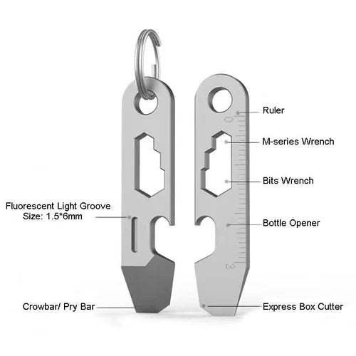 Hot Mini Titanium Alloy Keychain Pry Bar EDC Crowbar Opener Outdoor Multi Tools 07FC0E-D4 - KOEEK