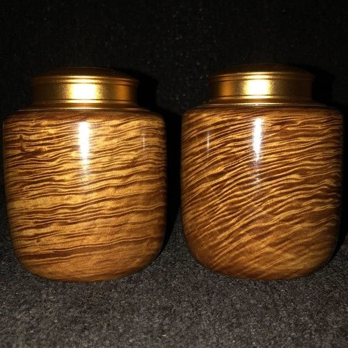 Golden Nanmu Tea Caddy Aluminum Double Lid Sealed Storage Jar Handmade Gift 07FC0E-D4 - KOEEK