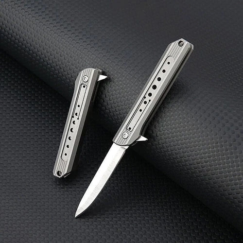 Titanium Alloy Pocket Folding Knife D2 Steel Blade Outdoor EDC Keychain Tool 07FC0E-D4 - KOEEK