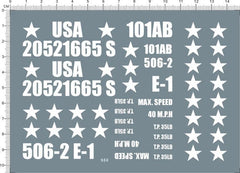 White 1/16 WWII US Army 101 Military Vehicle WILLYS Markings Model Water Decal 07FC0E-D4 - KOEEK