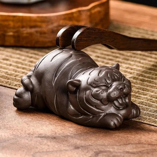 Chinese Purple Clay Tea Pet Handmade Decoration Tiger 8.6cm Ornaments Tea Set 07FC0E-D4 - KOEEK