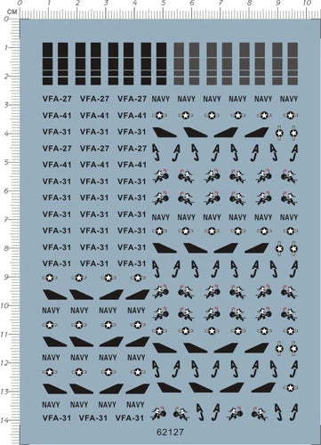 1/144 F/A-18E/F Hornet VFA-27 Royal Maces VFA-41 Black Aces Water Slide Decal 07FC0E-D4 - KOEEK