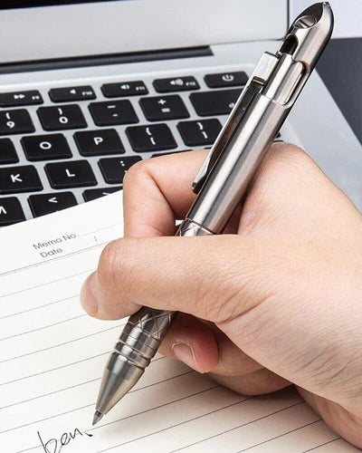 Titanium Pocket Ball Pen Ballpoint Pen Office Signature Clip Switch Outdoor EDC 07FC0E-D4 - KOEEK