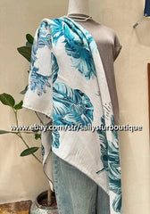 Sallys Cashmere & Silk Wrap Scarf Tulips Print 2 Face Triangle Shawl 190*90cm 07FC0E-D4 - KOEEK