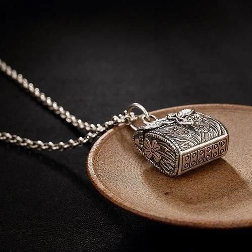 Openable Plum Blossom Money Bag Pendant Vintage Handbag Creative Box Necklace 07FC0E-D4 - KOEEK