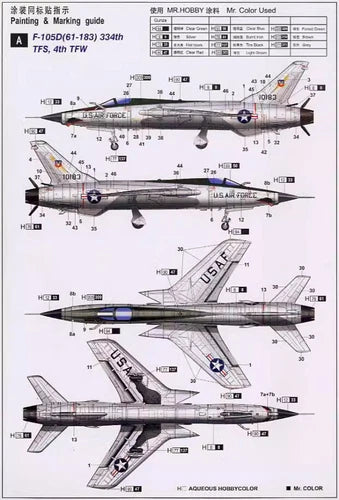 1/72 F-105D Thunderchief F-105G Wild Weasel Fighter Markings Model Water Decal 07FC0E-D4 - KOEEK