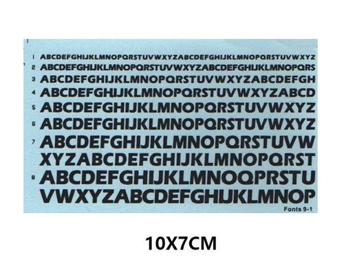 Black 2-10mm A-Z Military Letters Characters FONTS 9-1 Marking Water Slide Decal 07FC0E-D4 - KOEEK