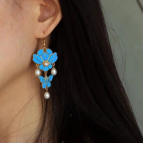 Butterfly Flower Earrings Chinese Style Hanfu Vintage Ethnic Jewelry 07FC0E-D4 - KOEEK