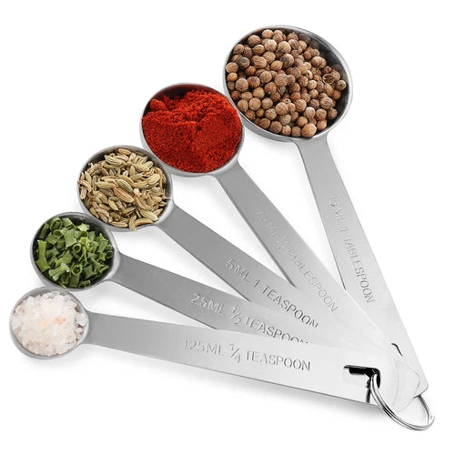 Stainless Steel Measuring Cups & Measuring Spoons 10-Piece Set 5 Cups & 07FC0E-D4 - KOEEK