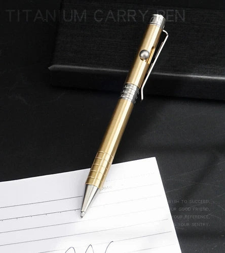 Brass+Stainless Steel Pocket Ball Pen Ballpoint Pen Office Signature Outdoor EDC 07FC0E-D4 - KOEEK