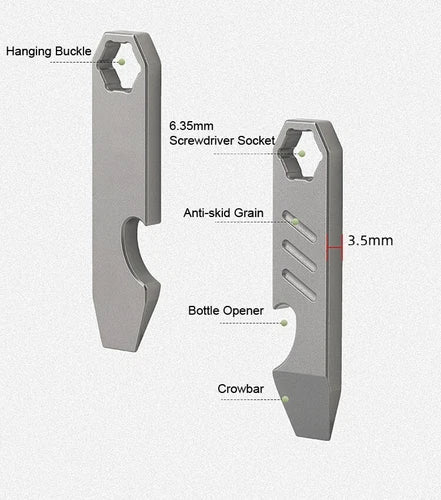 Hot Mini Titanium Alloy Keychain Multi Tools Pry Bar EDC Crowbar Bottle Opener 07FC0E-D4 - KOEEK