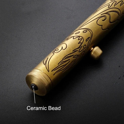 Solid Brass Ball Pen Office Signature Pen Students Stationery Outdoor EDC Tool 07FC0E-D4 - KOEEK