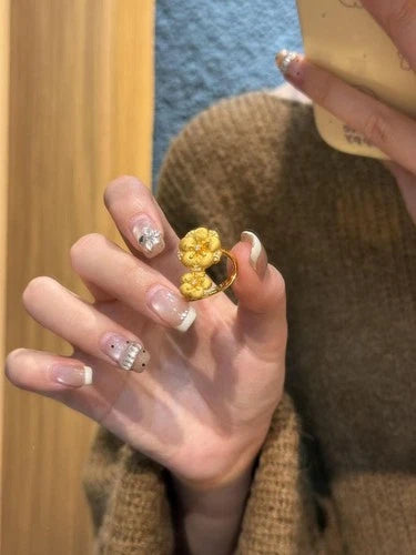 Vintage Gold Plated Filigree Ring Women Crystal Inlaid Adjustable Court Style 07FC0E-D4 - KOEEK