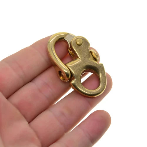 Solid Brass Sweden Snap Pull Lock Carabiner Hook Quick Release Key Chain Fob 07FC0E-D4 - KOEEK