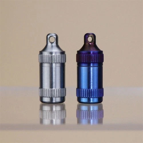 Titanium Alloy Waterproof Emergency Capsule Box Pill Case Keychain Pendant EDC 07FC0E-D4 - KOEEK