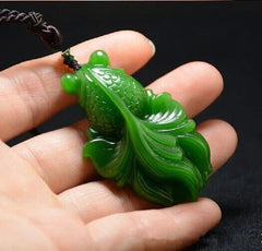 Natural jade Green jade fish jade fish jade pendant 鱼 jade Necklace 07FC0E-D4 - KOEEK