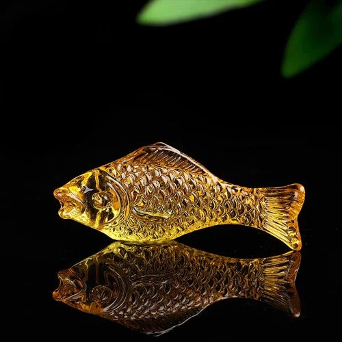 5cm Exquisite Glazed Fish Fortune and Feng Shui Ornament Auspicious Decoration 07FC0E-D4 - KOEEK