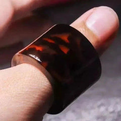 Vintage Chinese Style Turtle Shell Thumb Ring Carved Natural Blood Pattern Band 07FC0E-D4 - KOEEK