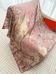 70% Cashmere 30% Silk 135X135cm Wrap Scarf pink forest Print Triangle Shawl 07FC0E-D4 - KOEEK