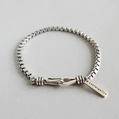 Women's 925 Silver Plating Beads Handmade Retro Geometric Bracelet Gift 07FC0E-D4 - KOEEK