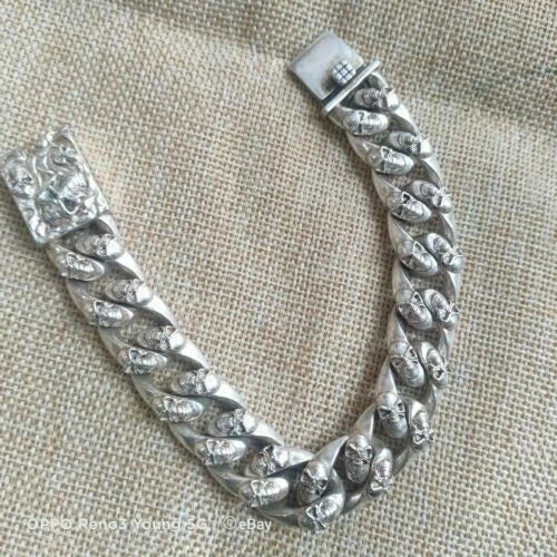 Length 8.6 Inches Men's 925 Silver Bracelet Men's Tibetan Silver BRACELET 07FC0E-D4 - KOEEK