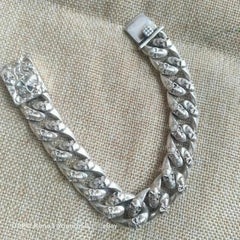Length 8.6 Inches Men's 925 Silver Bracelet Men's Tibetan Silver BRACELET 07FC0E-D4 - KOEEK