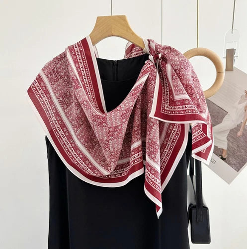 Silk Mulberry 150X16cm Scarf Women Neckerchief Wrap Shape Totem Print 07FC0E-D4 - KOEEK