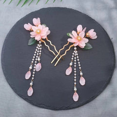 Hanfu Tassel Hair Clip Set Vintage Chinese Side Clips Headpiece Accessories 07FC0E-D4 - KOEEK