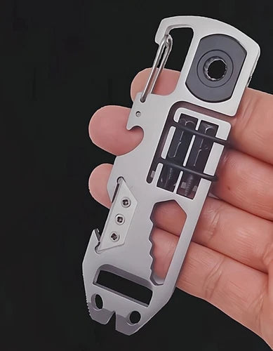 EDC Stainless Steel Key chain Pry Bar Crowbar Pocket Outdoor Multi Card Tools 07FC0E-D4 - KOEEK