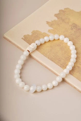 White Jade Bodhi Bracelet Double Circle White Tara Hand String Buddha Beads 07FC0E-D4 - KOEEK