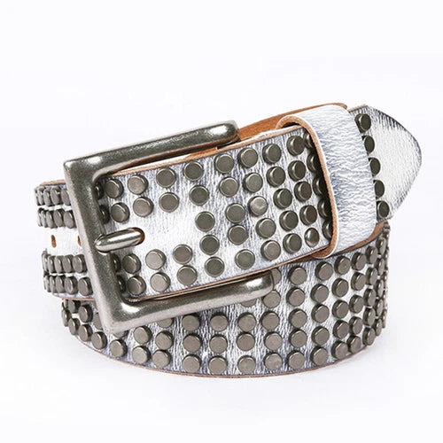 Men  Leather Rivet Belts Male Punk High Quality Fashion Square Belt 07FC0E-D4 - KOEEK