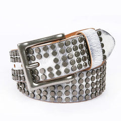 Men  Leather Rivet Belts Male Punk High Quality Fashion Square Belt 07FC0E-D4 - KOEEK
