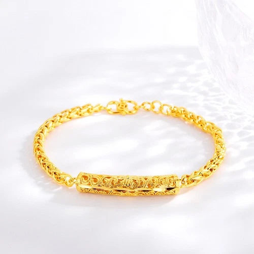 Lady's 24k Thai Baht Yellow Gold Plated Bangle Bracelet 07FC0E-D4 - KOEEK