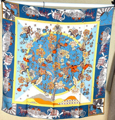 14 Momme Twill Silk Scarf wreath Print Shawl 35'' Bandanna Square Wrap 07FC0E-D4 - KOEEK