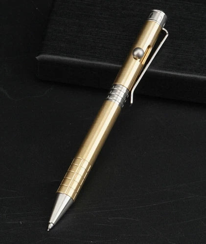 Brass+Stainless Steel Pocket Ball Pen Ballpoint Pen Office Signature Outdoor EDC 07FC0E-D4 - KOEEK