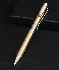 Brass+Stainless Steel Pocket Ball Pen Ballpoint Pen Office Signature Outdoor EDC 07FC0E-D4 - KOEEK