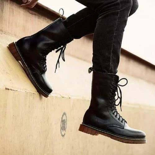 Retro Military High Quality Boots Cowhide Leather Boot Round Toe Long Tube Gift 07FC0E-D4 - KOEEK