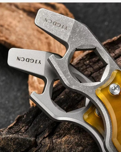Titanium PEI Bottle Opener Pry Bar Crowbar Wrench EDC Pocket Multi Tool Keychain 07FC0E-D4 - KOEEK