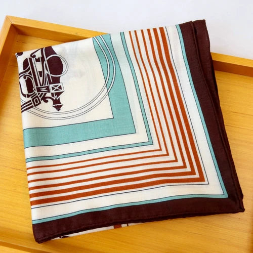 70% Cashmere 30% Silk Shawl 53'' Neckerchief Scarf carriage Print Bandanna 07FC0E-D4 - KOEEK