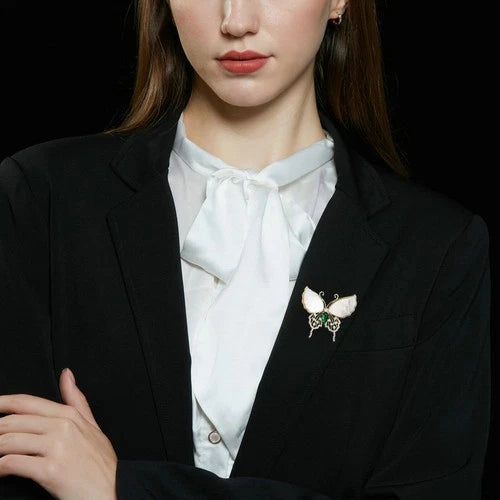 Natural Shell Butterfly Brooch Mother Of Pearl Inlay Coat Pin Clothing Accessory 07FC0E-D4 - KOEEK
